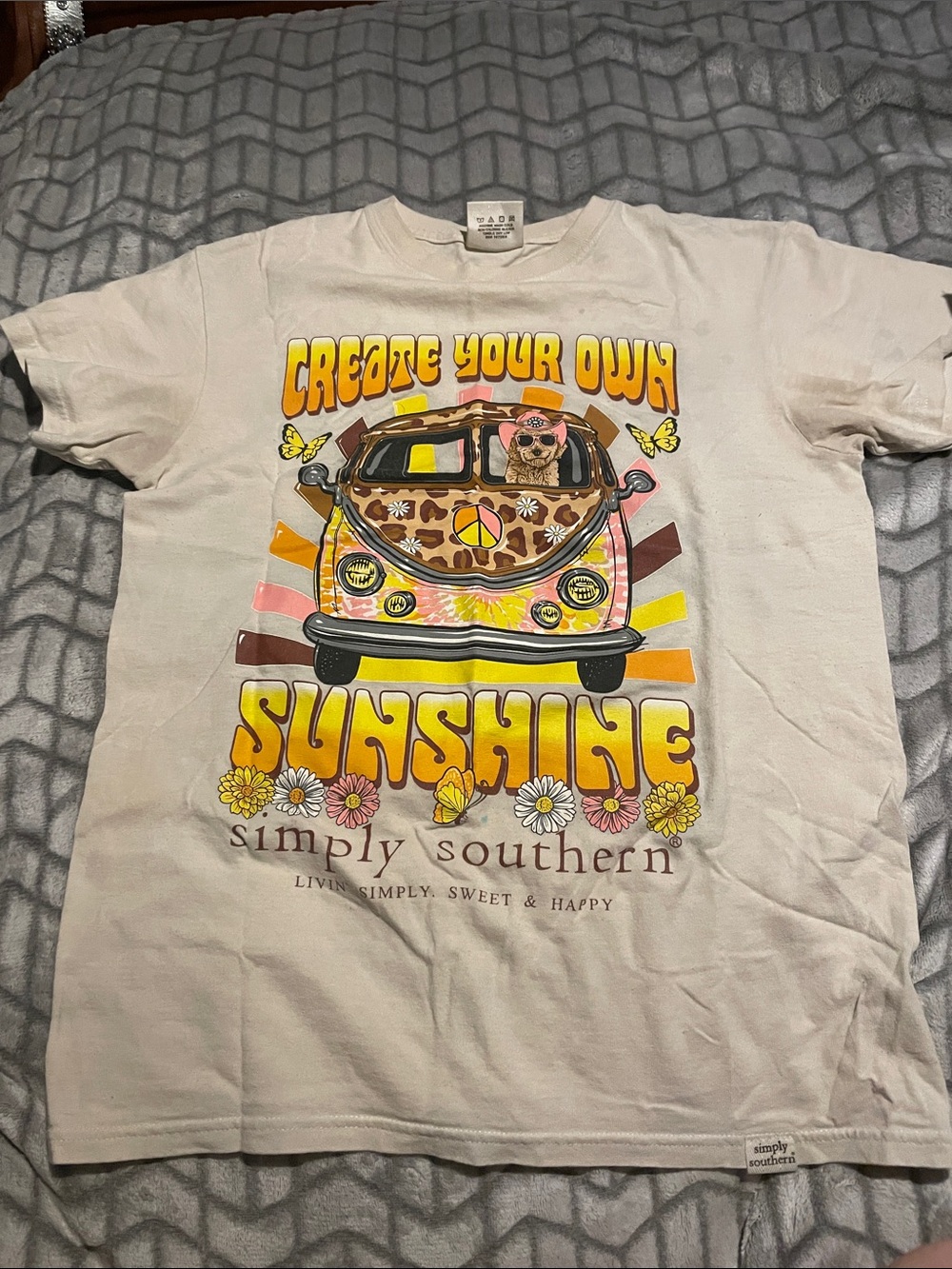 Simply Southern Cream Graphic Tee with Yellow & Pink Van Design
